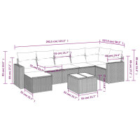 vidaXL 8-tlg. Garten-Sofagarnitur mit Kissen Schwarz Poly Rattan