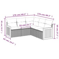 vidaXL 5-tlg. Garten-Sofagarnitur mit Kissen Schwarz Poly Rattan