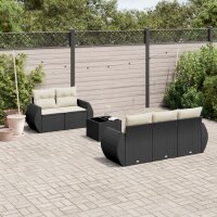 vidaXL 6-tlg. Garten-Sofagarnitur mit Kissen Schwarz Poly Rattan