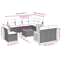 vidaXL 9-tlg. Garten-Sofagarnitur mit Kissen Schwarz Poly Rattan