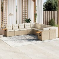 vidaXL 10-tlg. Garten-Sofagarnitur mit Kissen Beige Poly...