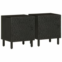 vidaXL Nachttische 2 Stk. Schwarz 40x33x46 cm Massivholz Mango