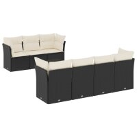 vidaXL 8-tlg. Garten-Sofagarnitur mit Kissen Schwarz Poly Rattan