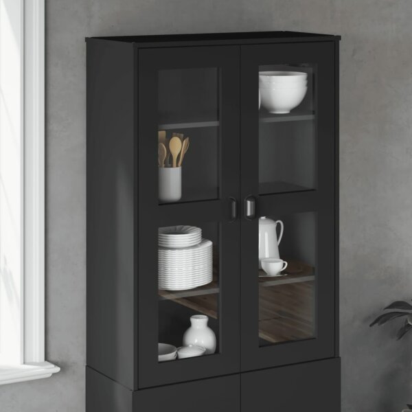 vidaXL Aufsatz f&uuml;r Highboard VIKEN Schwarz Massivholz Kiefer