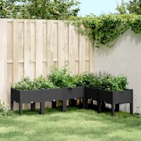 vidaXL Pflanzkasten mit Beinen Schwarz 160x120x42 cm PP