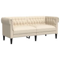 vidaXL Chesterfield-Sofa 2-Sitzer Creme Stoff