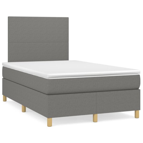 vidaXL Boxspringbett mit Matratze &amp; LED Dunkelgrau 120x190 cm Stoff