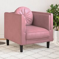 vidaXL Sessel mit Kissen Rosa Samt