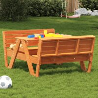 vidaXL Picknicktisch f&uuml;r Kinder Wachsbraun 88x122x58 cm Massivholz