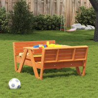 vidaXL Picknicktisch f&uuml;r Kinder Wachsbraun 88x122x58 cm Massivholz