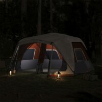 vidaXL Campingzelt Hellgrau und Orange Verdunkelungsstoff LED