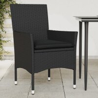 vidaXL Gartenst&uuml;hle mit Kissen 2 Stk. Schwarz Poly Rattan