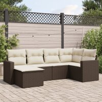 vidaXL 6-tlg. Garten-Sofagarnitur mit Kissen Braun Poly...