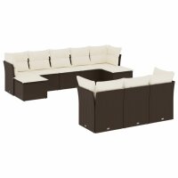 vidaXL 10-tlg. Garten-Sofagarnitur mit Kissen Braun Poly...