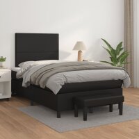 vidaXL Boxspringbett mit Matratze Schwarz 120x190 cm Kunstleder