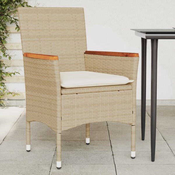 vidaXL Gartenst&uuml;hle mit Kissen 2 Stk. Beige Poly Rattan