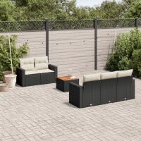 vidaXL 6-tlg. Garten-Sofagarnitur mit Kissen Schwarz Poly...