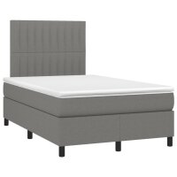 vidaXL Boxspringbett mit Matratze &amp; LED Dunkelgrau 120x190 cm Stoff