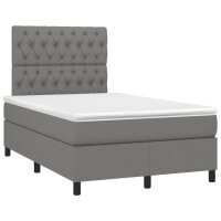 vidaXL Boxspringbett mit Matratze &amp; LED Dunkelgrau 120x190 cm Stoff