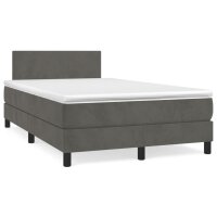 vidaXL Boxspringbett mit Matratze &amp; LED Dunkelgrau 120x190 cm Samt