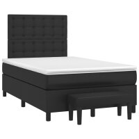 vidaXL Boxspringbett mit Matratze Schwarz 120x190 cm Kunstleder