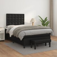 vidaXL Boxspringbett mit Matratze Schwarz 120x190 cm Kunstleder