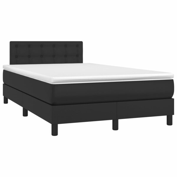 vidaXL Boxspringbett mit Matratze &amp; LED Schwarz 120x190 cm Kunstleder