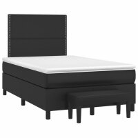 vidaXL Boxspringbett mit Matratze Schwarz 120x190 cm Kunstleder