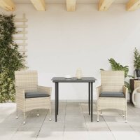 vidaXL Gartenst&uuml;hle mit Kissen 2 Stk. Hellgrau Poly Rattan