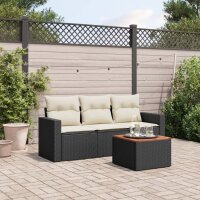 vidaXL 4-tlg. Garten-Sofagarnitur mit Kissen Schwarz Poly...