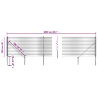 vidaXL Maschendrahtzaun mit Bodenhülsen Grün 1x25 m
