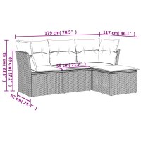 vidaXL 4-tlg. Garten-Sofagarnitur mit Kissen Braun Poly Rattan