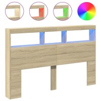 vidaXL LED-Kopfteil mit Ablagen Sonoma-Eiche 160x17x102 cm