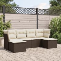 vidaXL 6-tlg. Garten-Sofagarnitur mit Kissen Braun Poly Rattan