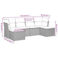 vidaXL 6-tlg. Garten-Sofagarnitur mit Kissen Braun Poly Rattan