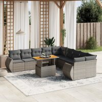 vidaXL 11-tlg. Garten-Sofagarnitur mit Kissen Grau Poly...