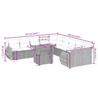 vidaXL 11-tlg. Garten-Sofagarnitur mit Kissen Grau Poly Rattan