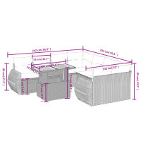 vidaXL 9-tlg. Garten-Sofagarnitur mit Kissen Grau Poly Rattan