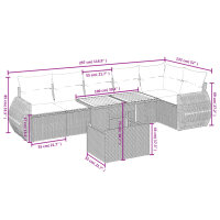 vidaXL 7-tlg. Garten-Sofagarnitur mit Kissen Grau Poly Rattan