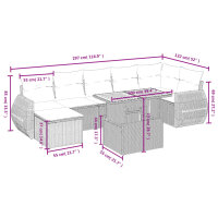 vidaXL 8-tlg. Garten-Sofagarnitur mit Kissen Grau Poly Rattan