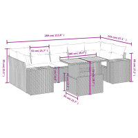 vidaXL 8-tlg. Garten-Sofagarnitur mit Kissen Grau Poly Rattan