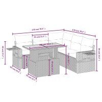 vidaXL 6-tlg. Garten-Sofagarnitur mit Kissen Grau Poly Rattan