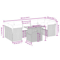 vidaXL 8-tlg. Garten-Sofagarnitur mit Kissen Grau Poly Rattan