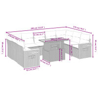 vidaXL 10-tlg. Garten-Sofagarnitur mit Kissen Grau Poly Rattan