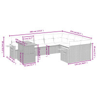 vidaXL 10-tlg. Garten-Sofagarnitur mit Kissen Grau Poly Rattan