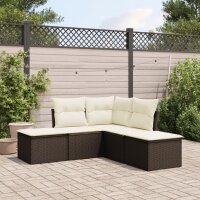 vidaXL 5-tlg. Garten-Sofagarnitur mit Kissen Braun Poly Rattan