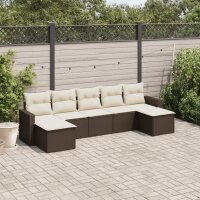 vidaXL 7-tlg. Garten-Sofagarnitur mit Kissen Braun Poly Rattan