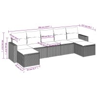 vidaXL 7-tlg. Garten-Sofagarnitur mit Kissen Braun Poly Rattan