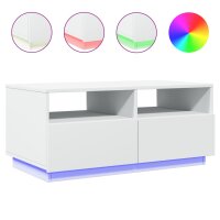 vidaXL Couchtisch mit LED-Leuchten Wei&szlig; 90x49x40 cm