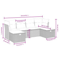 vidaXL 6-tlg. Garten-Sofagarnitur mit Kissen Braun Poly Rattan